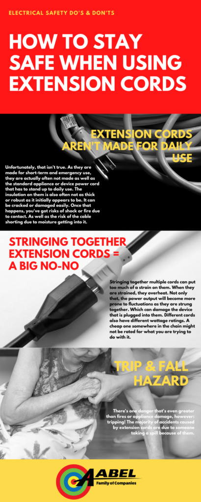 infographic showing extension cords and explaining extension cord safety