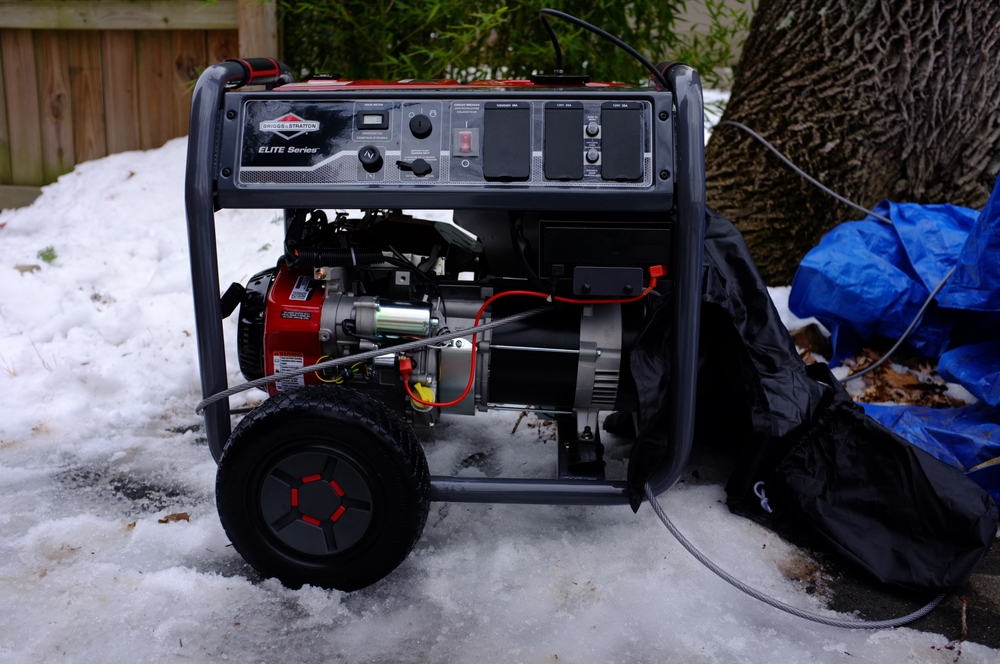 Briggs & Stratton Elite Series portable generator on a snowy ground